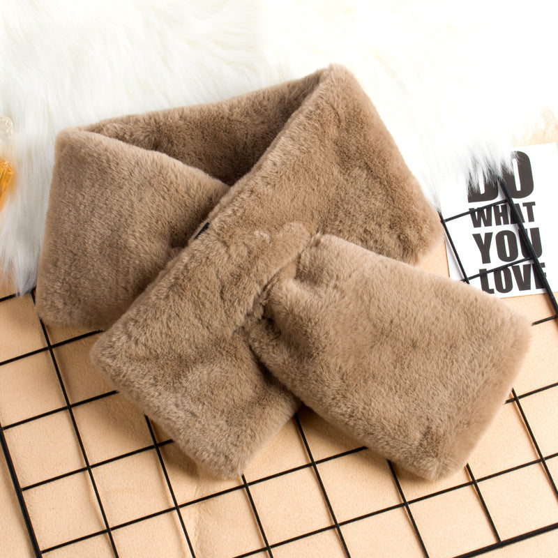 Faux Rabbit Fur Warm Neck Warmer Scarf, Thick Japanese Style