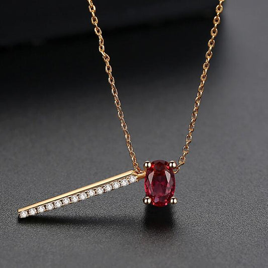 Red Diamond Necklace, Moonstone Necklace, Copper Inlay