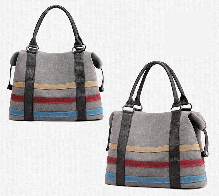 Striped Canvas Tote Bag for Travel and Everyday Use