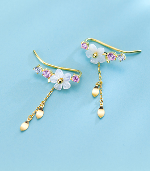 Shell Flower Earrings - Floral Design Earrings