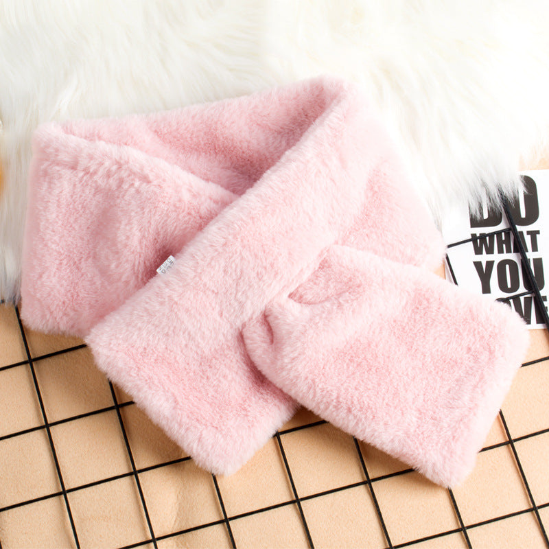 Faux Rabbit Fur Warm Neck Warmer Scarf, Thick Japanese Style