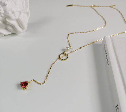 Heart Necklace, Choker, and Pearl Chain Necklace