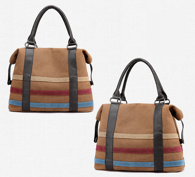 Striped Canvas Tote Bag for Travel and Everyday Use