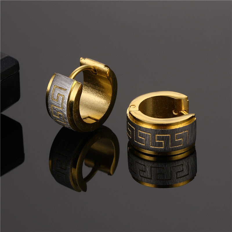 Trendy Stainless Steel Ear Studs with Great Wall Design