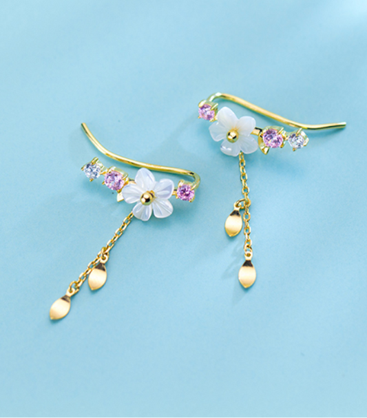 Shell Flower Earrings - Floral Design Earrings