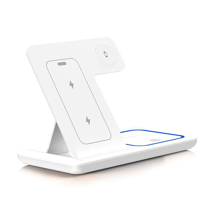 3 In 1 LED Fast Wireless Charger Stand Foldable Charging Station