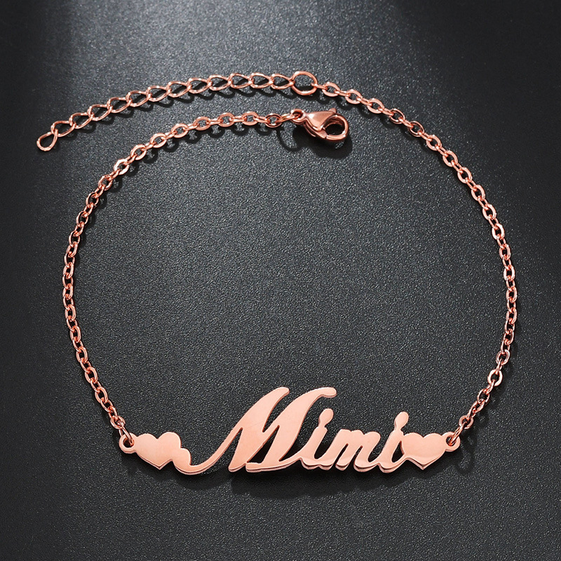 Stainless Steel Letter Bracelet, Handmade Charm Bracelet