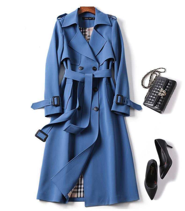 Double-Breasted Mid-Length Tie Trench Coat