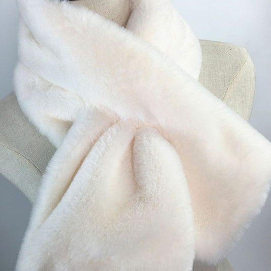 Faux Rabbit Fur Warm Neck Warmer Scarf, Thick Japanese Style