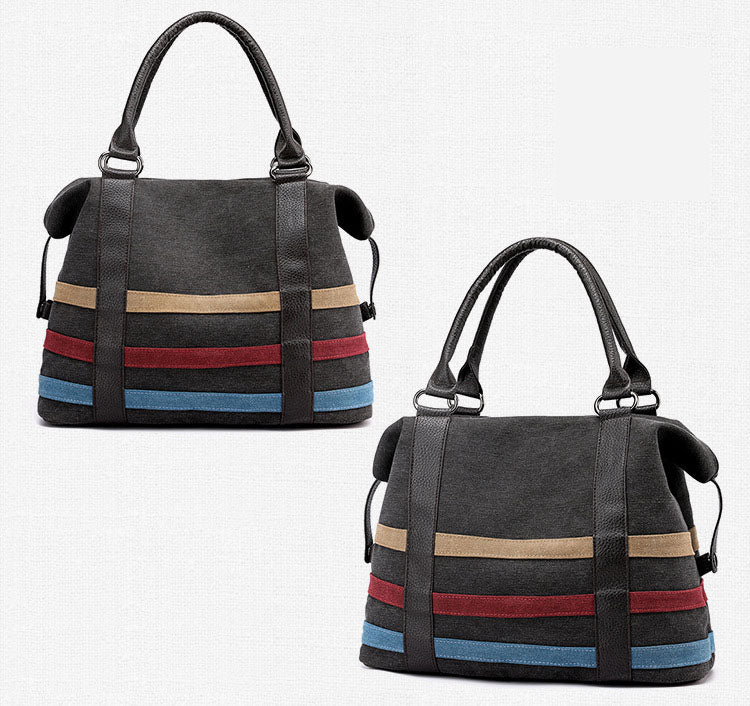 Striped Canvas Tote Bag for Travel and Everyday Use