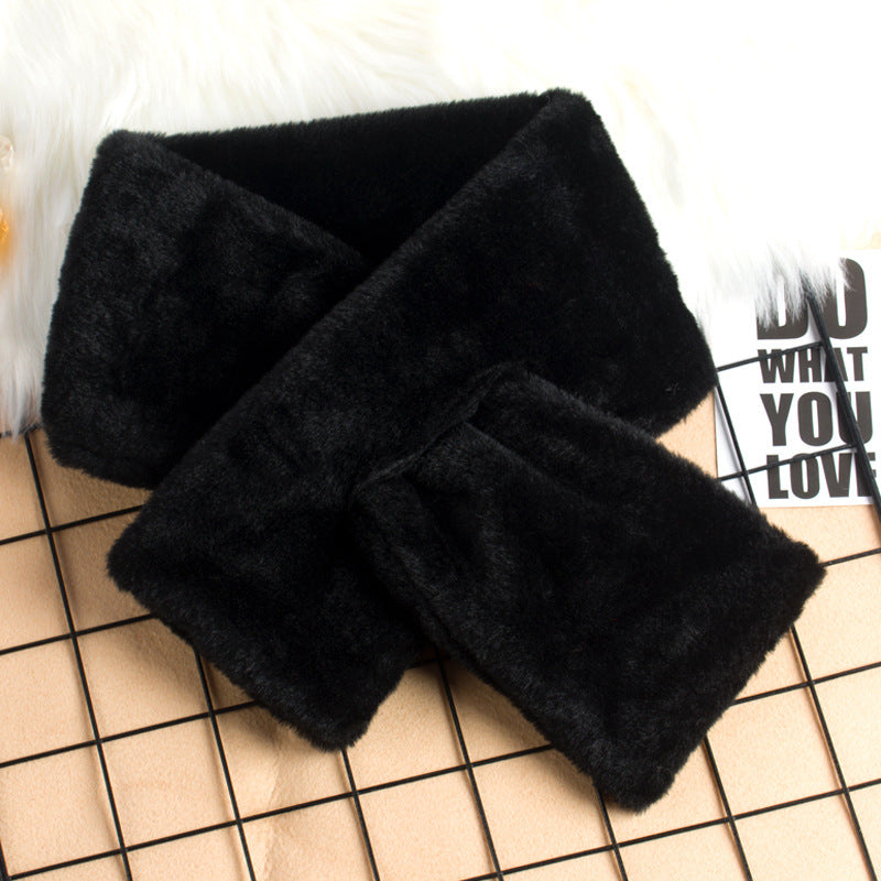 Faux Rabbit Fur Warm Neck Warmer Scarf, Thick Japanese Style