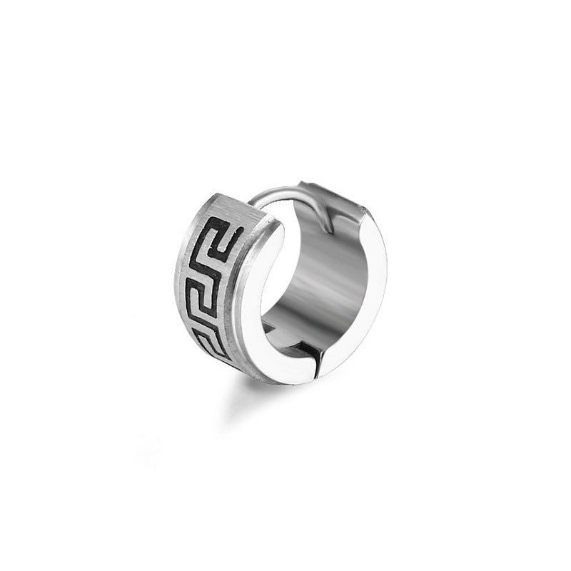 Trendy Stainless Steel Ear Studs with Great Wall Design