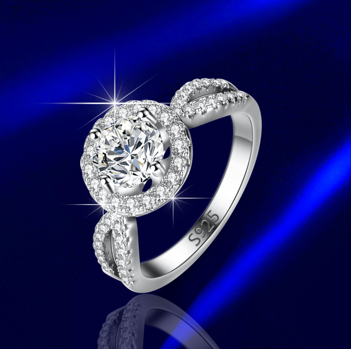 1 Carat Six-Claw Copper Zircon Ring