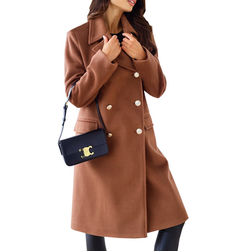 Women's Simple Long Sleeve Double Breasted Wool Coat