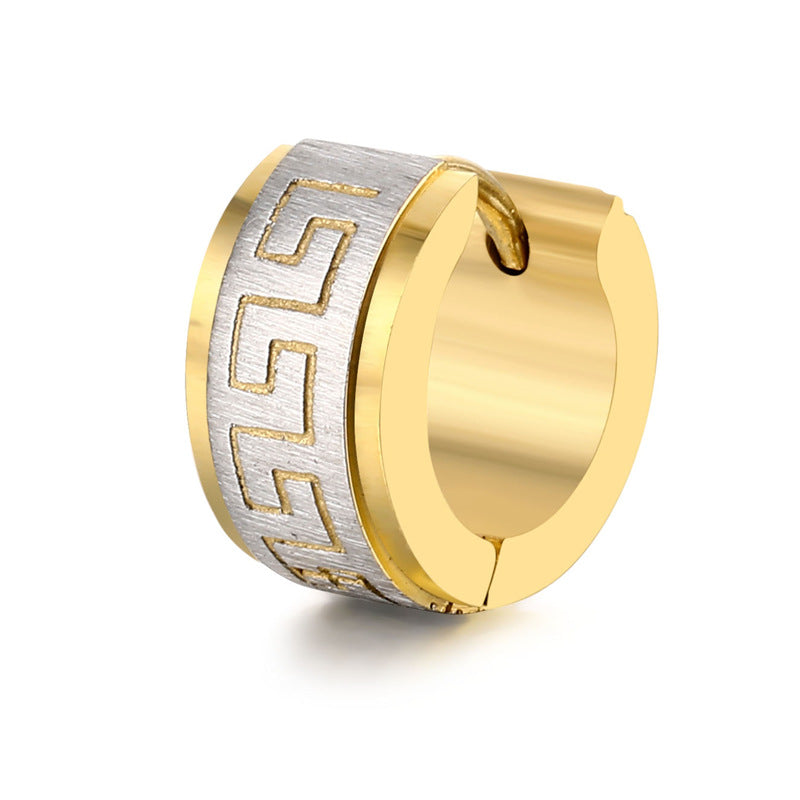 Trendy Stainless Steel Ear Studs with Great Wall Design